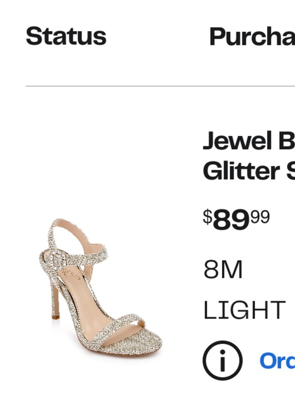 Jewel Badgley Mischka Arlina Glitter Sandal - Light Gold 8
